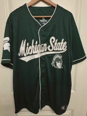NEW Michigan State Spartans Jersey Mens X-LARGE Baseball Style Button-Front NCAA